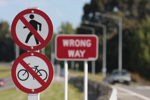 Signs on the off-ramp of a motorway.